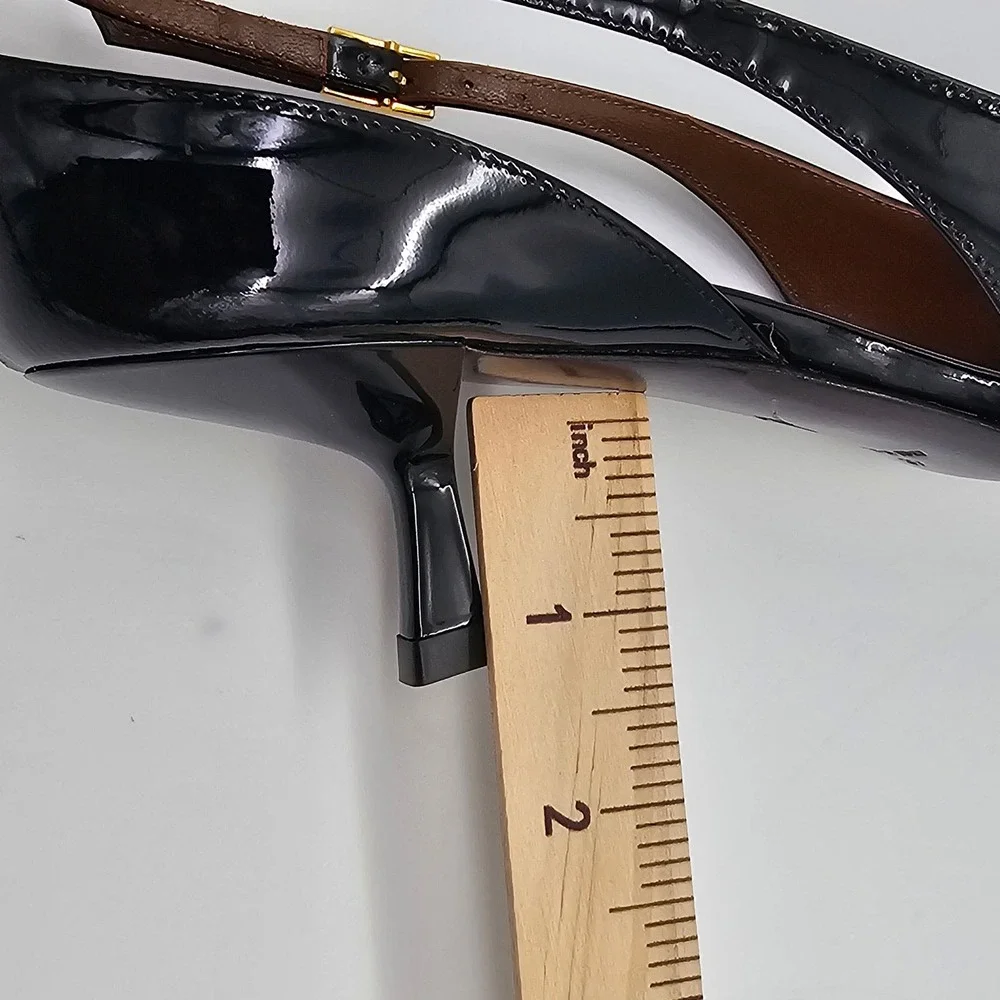 Giuseppe Zanotti Raquel 50 Slim Womens 37 US 7 Black Patent Leather Buckle Heels